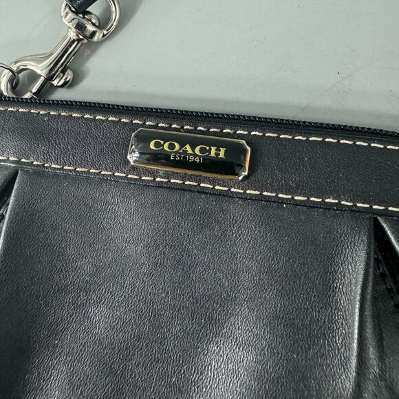 Coach Black Leather Large Wristlet - Picture 4 of 12